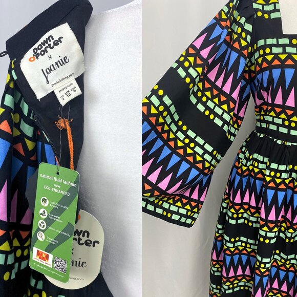 Dawn O’Porter X Joanie Casino geometric geo retro maxi midaxi dress 6 medium NWT - Picture 5 of 7